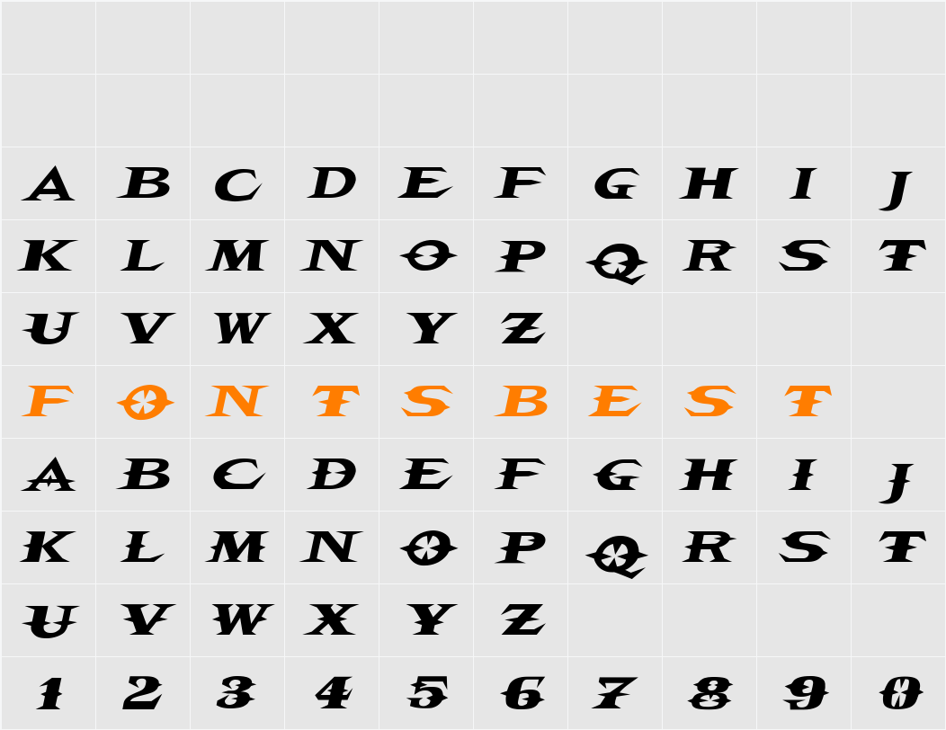 VTCBelialsBladeItalic Character Map