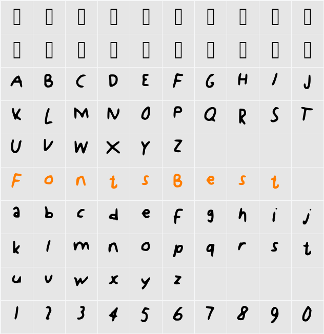 KDG Character Map