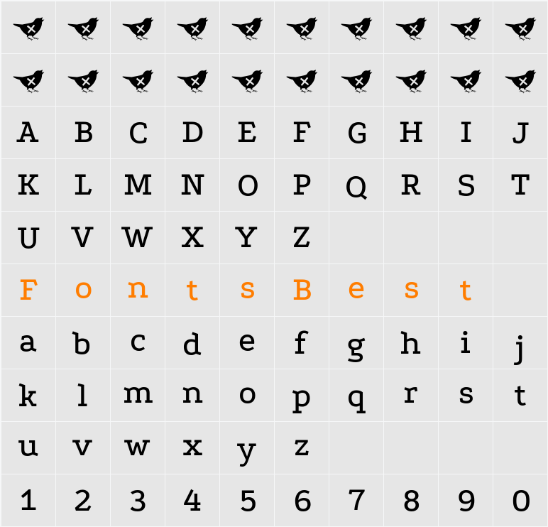 Podkova Medium Character Map