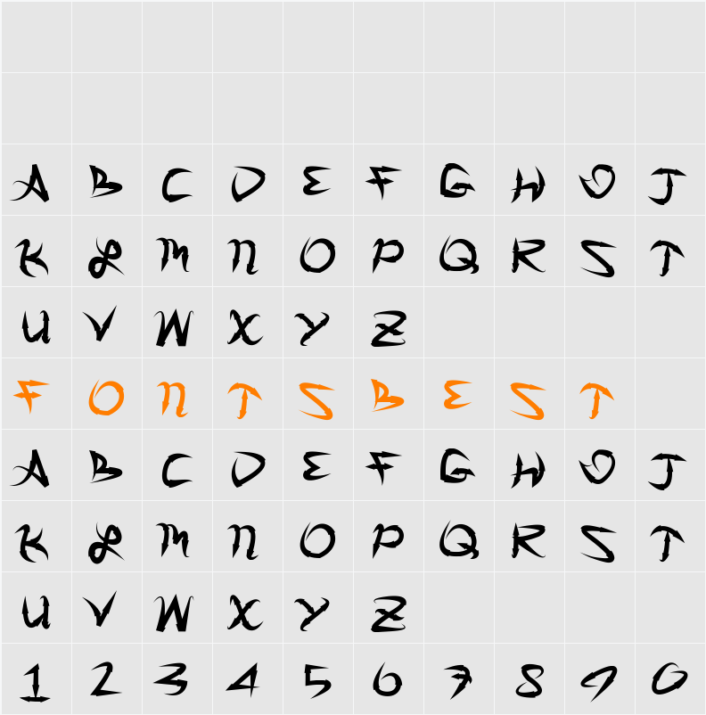 GreatArrows Character Map