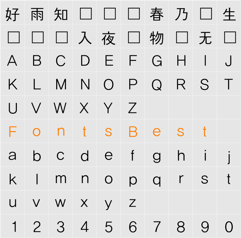 YDIYGO320 Character Map