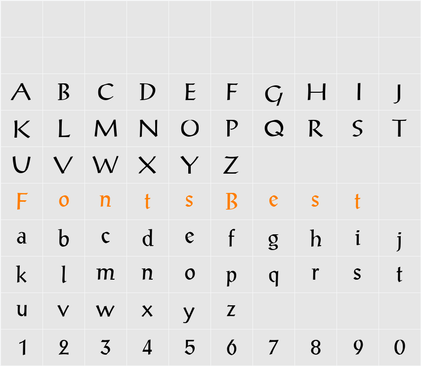 Post-Antiqua BQ Character Map