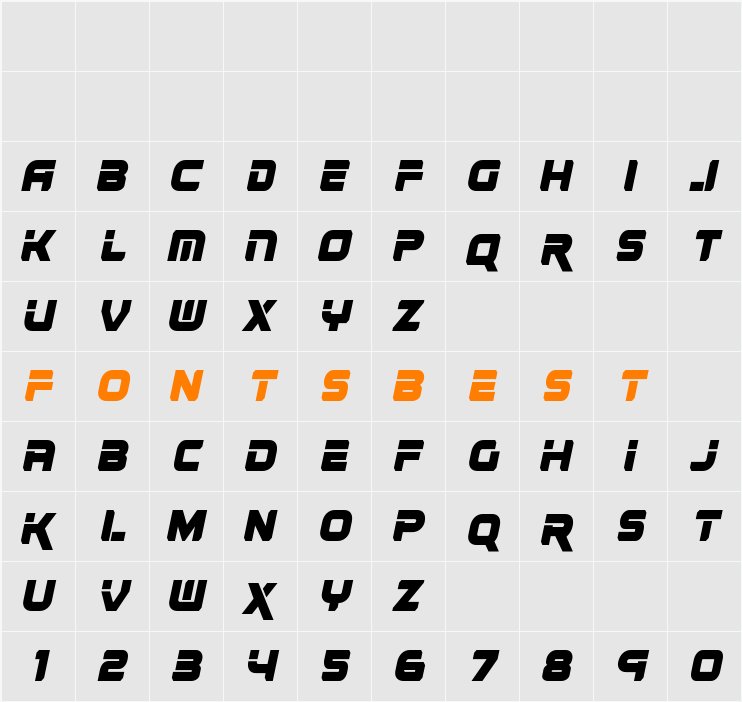 Renegado Condensed Italic Character Map