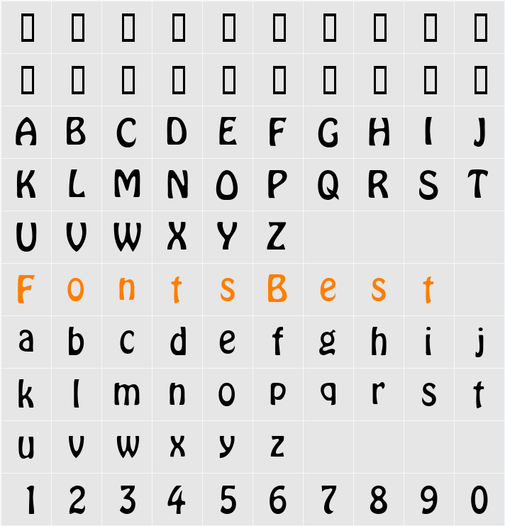 BoffoLightSSi Character Map