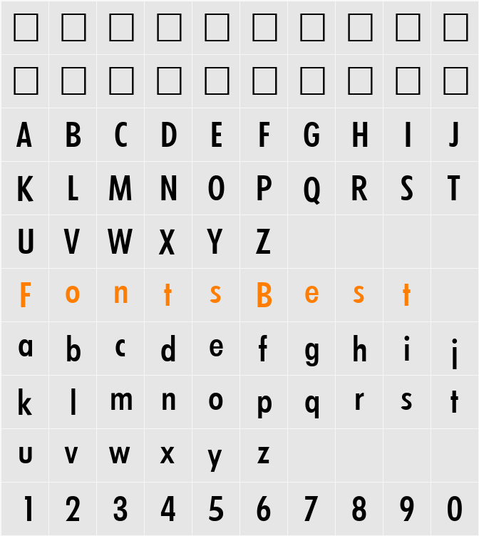 Limerick-MediumCond Character Map