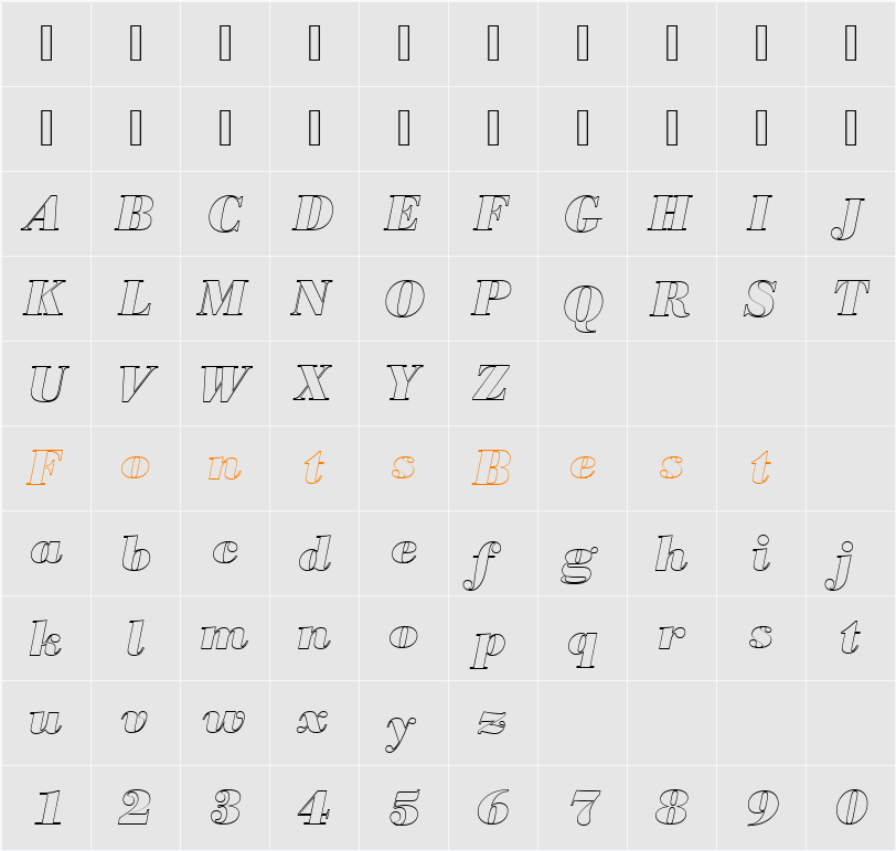 BodoniAntTBolItaOu1 Character Map