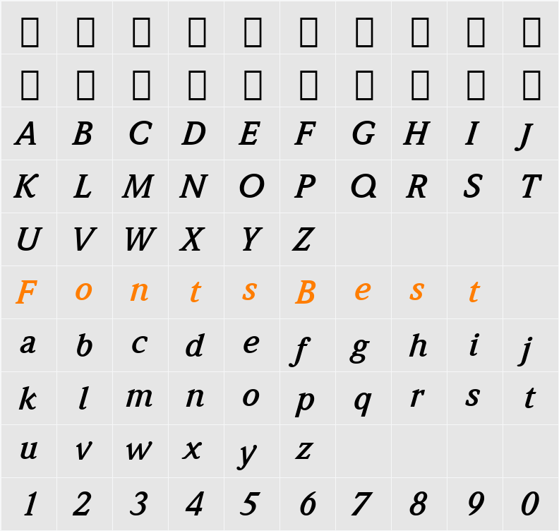 Weidemann Bk BT Character Map