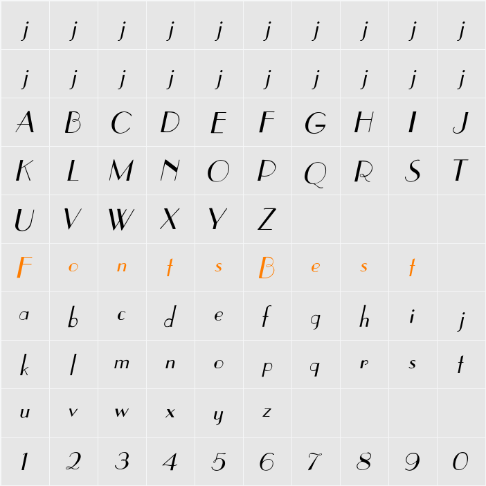 Parisonian-I Character Map