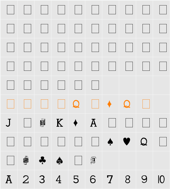 Hoyle Playing Cards Character Map