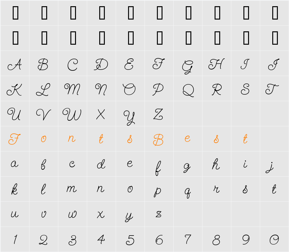 SendFlowers Character Map