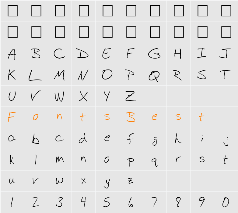 RapidWrite Character Map