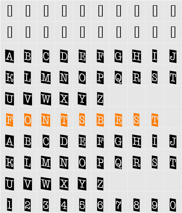 a_OldTyperNrCmDn Character Map