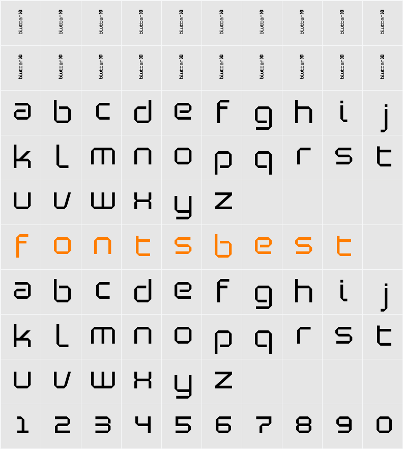 Blutter Slim Character Map