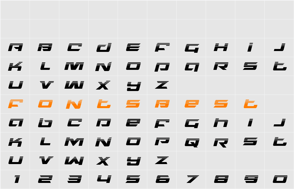 Northstar Halftone Italic Character Map