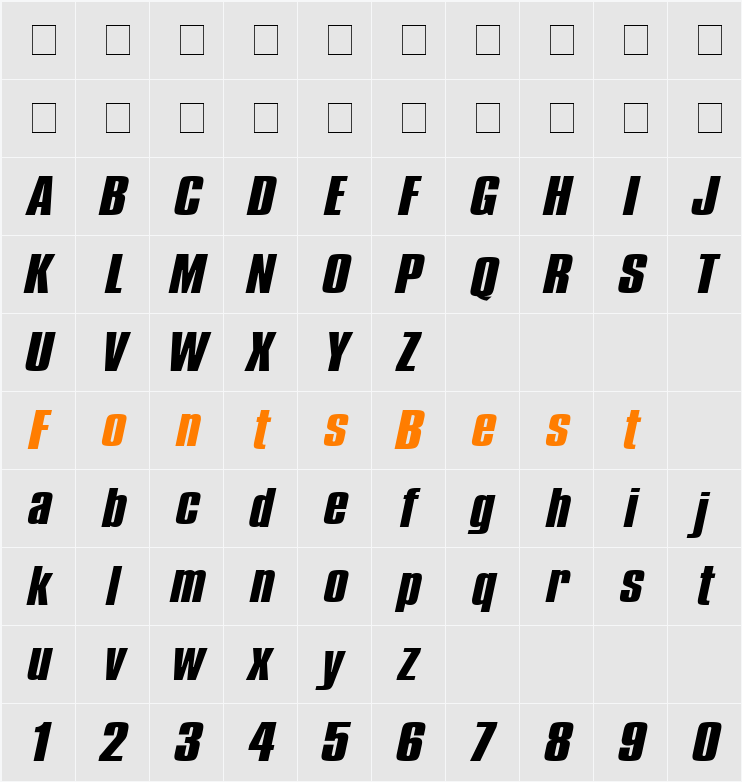 Commador Extended Character Map