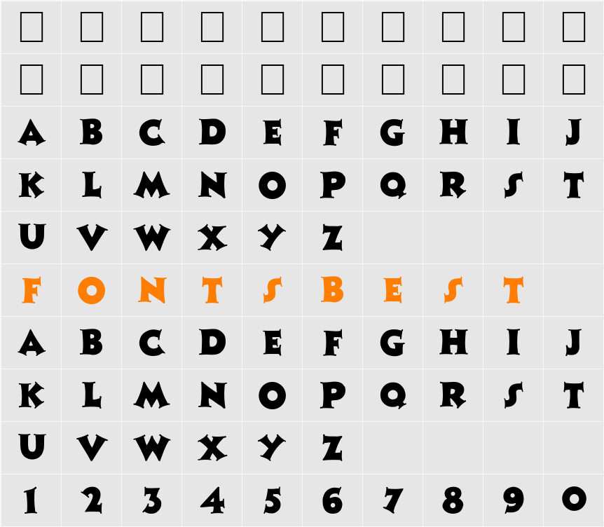 FZ JAZZY 13 Character Map
