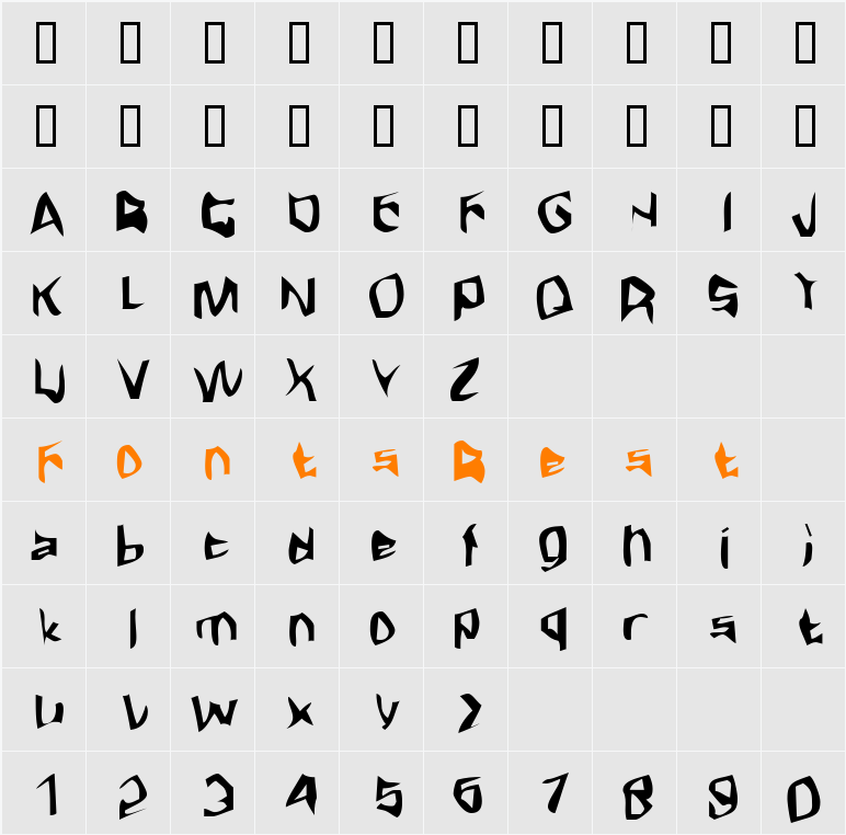 JI-Screes Character Map