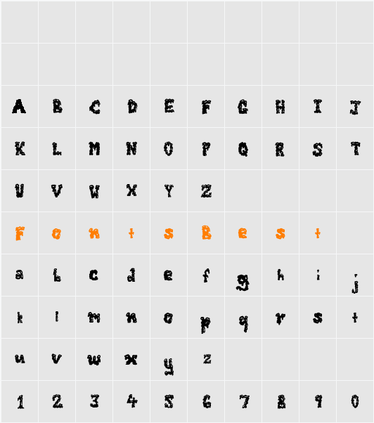 ZombieGuts Character Map