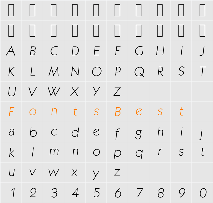 KoblenzSerial-Xlight Character Map