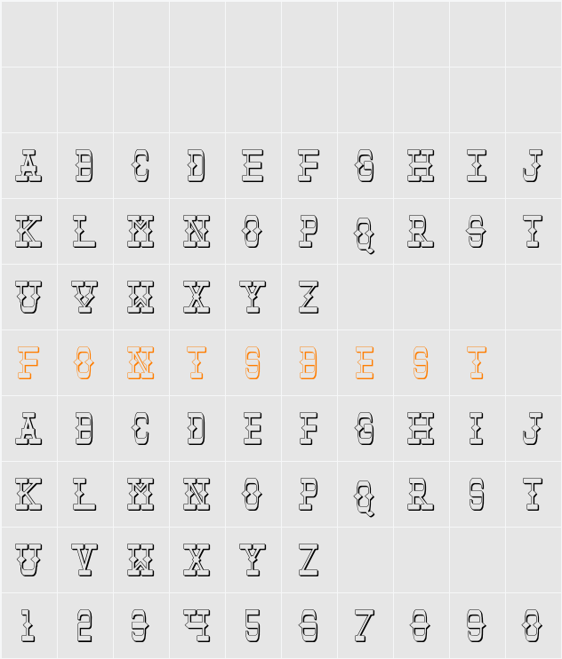 Tombstone Shadow Character Map
