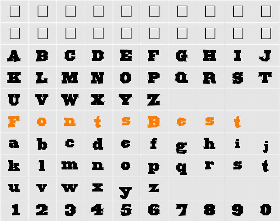 OldenWestType69 Character Map