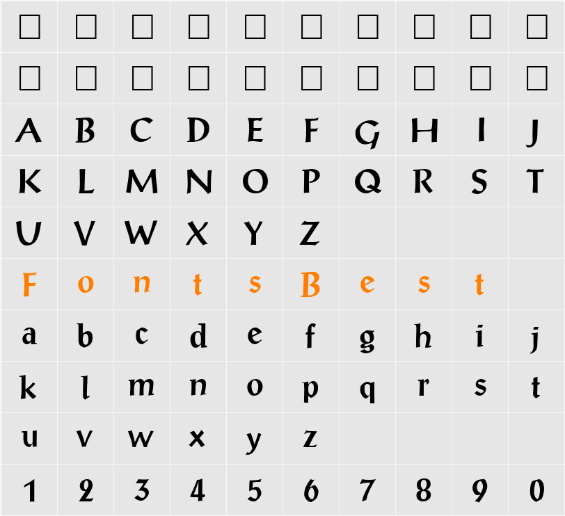 PortalAntiqua Character Map