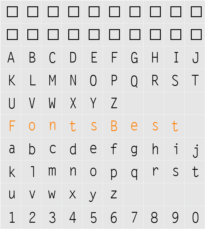 Letter Gothic MT Character Map