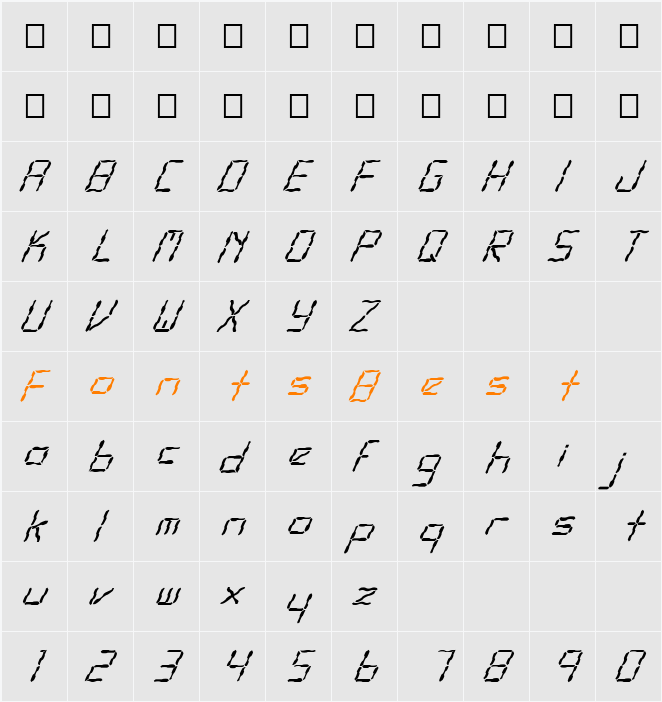 FZ DIGITAL 10 WAVEY ITALIC Character Map