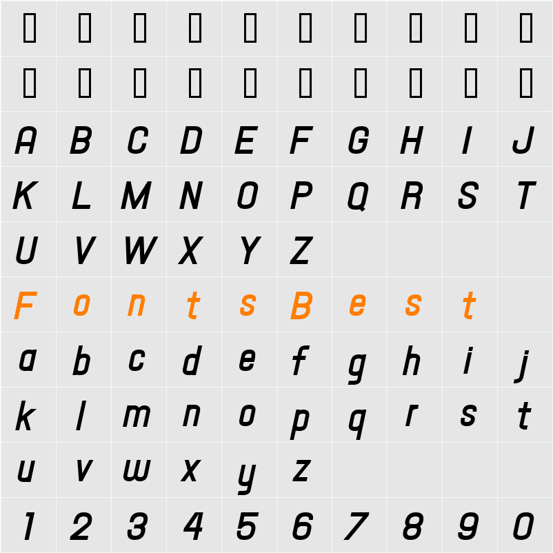 Hallandale Text Bold Italic JL Character Map