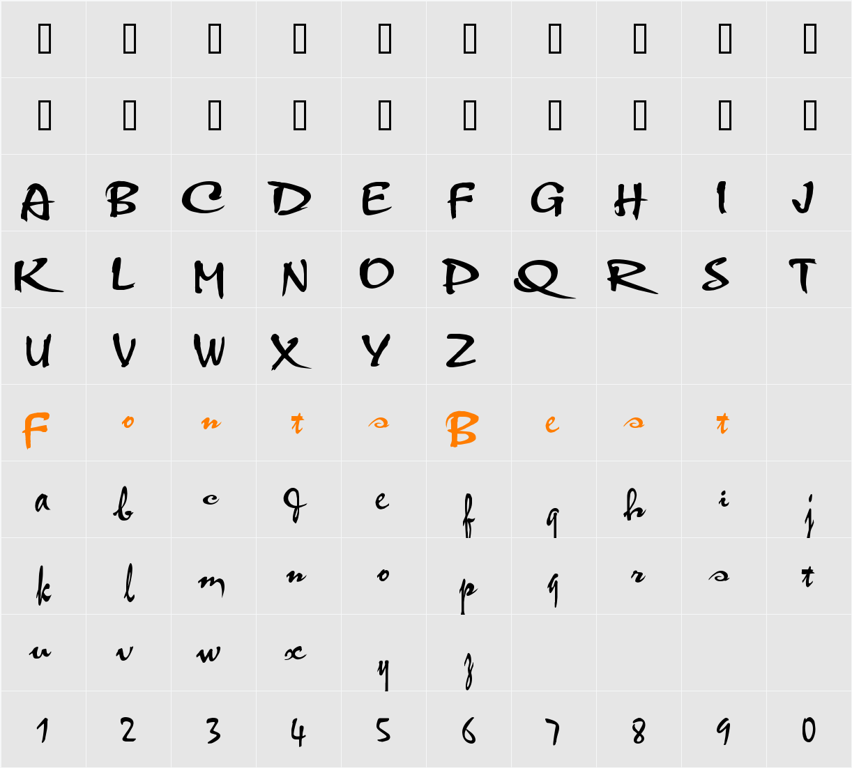 VNI-Thufap2 Character Map