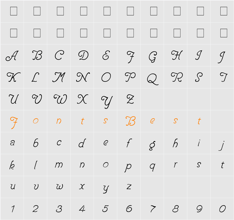 Pen Tip Character Map