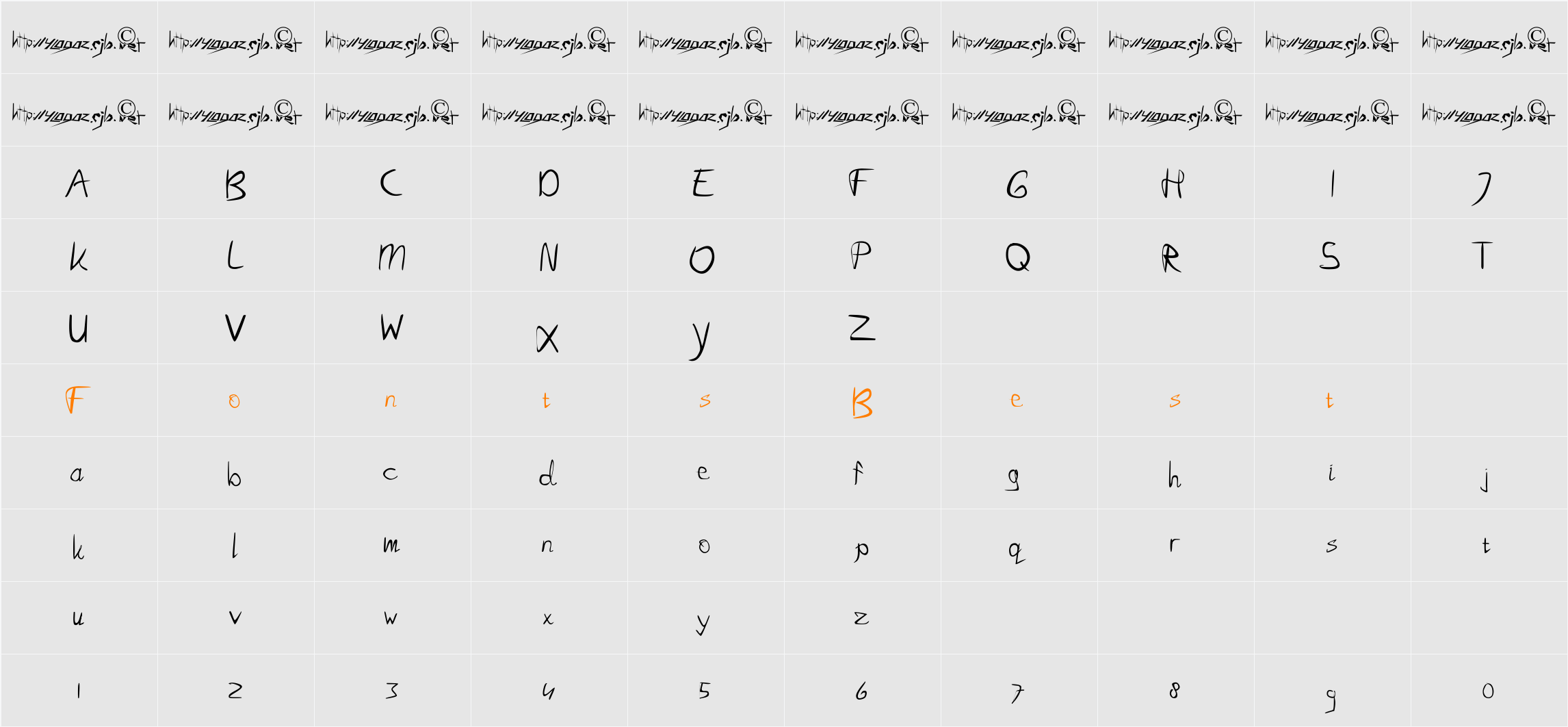 BlaiseHand 2.0 Character Map