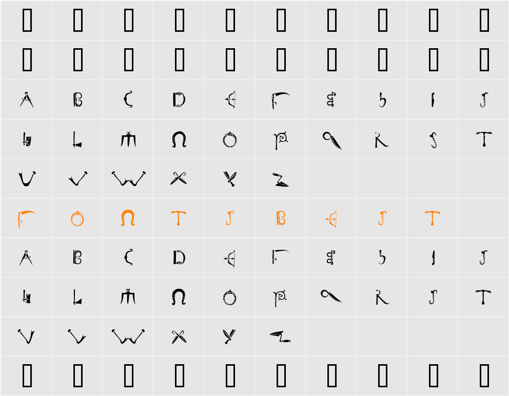 TorysToolsFS Character Map