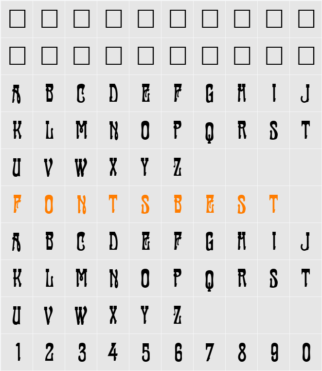 Tambourin Character Map