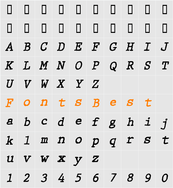 WBXGrannyT Character Map