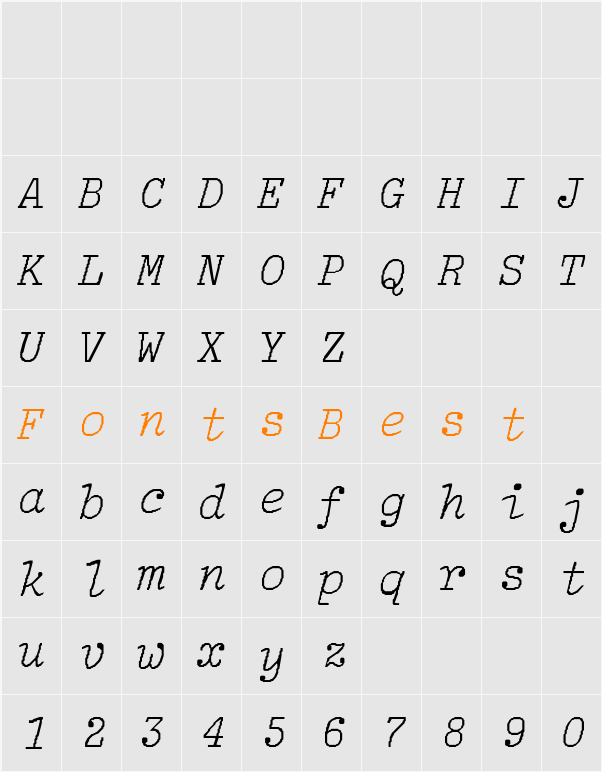 LightItalic-Lig Character Map
