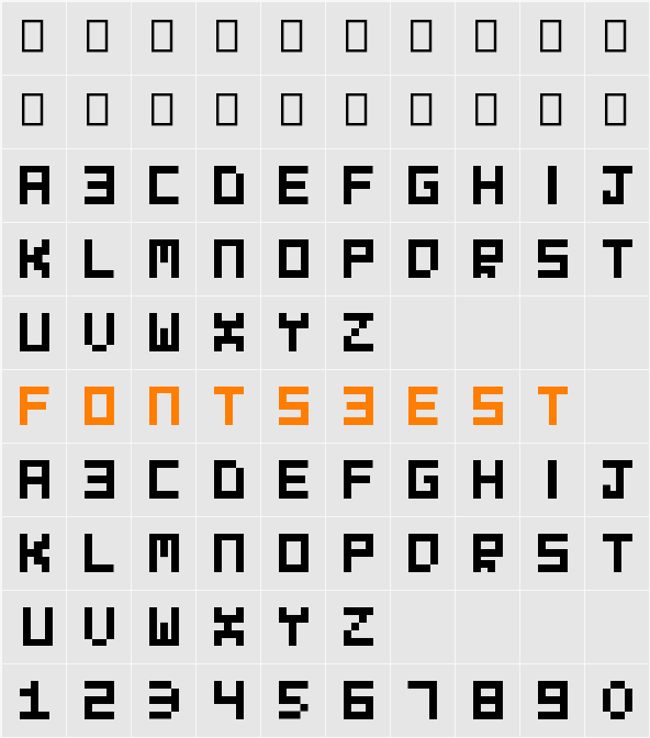 Evilborn Font Character Map