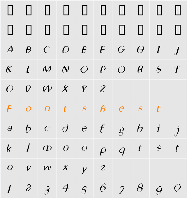 ScoriaASlanted Character Map