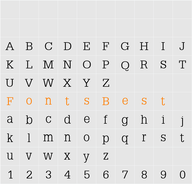 SteepSlab Character Map