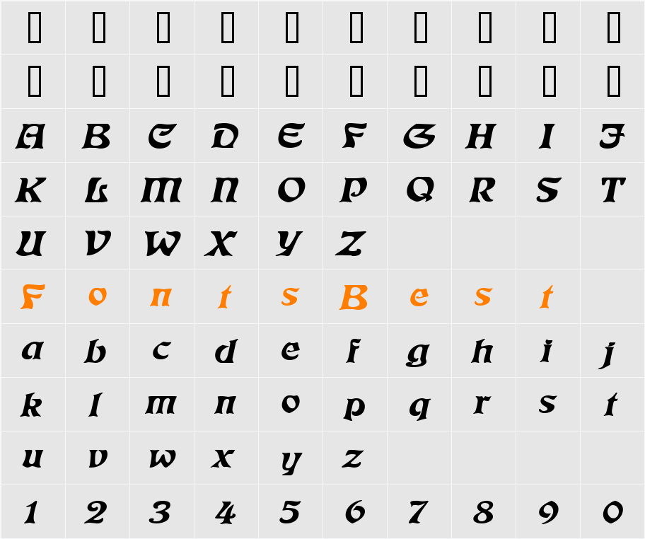 Freedom Extended Character Map