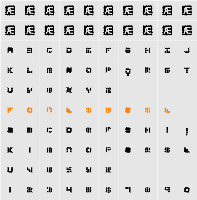 Konector Eerie BRK Character Map