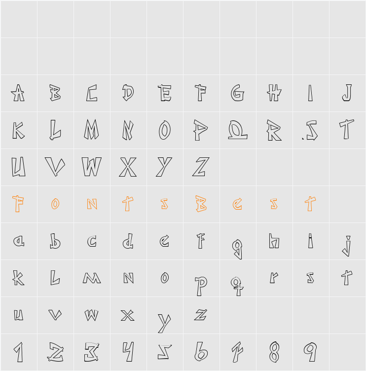 JaponesaOutline Character Map