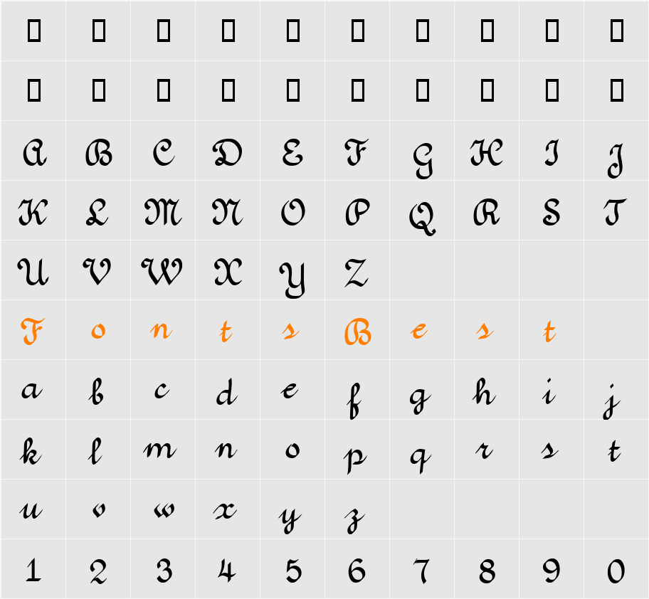 VunderScript Character Map