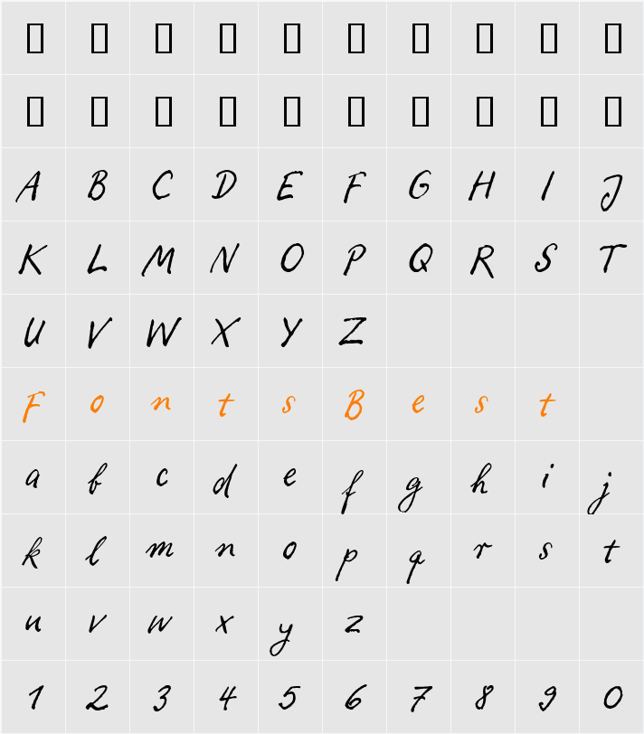 Ropsen Script Regular Character Map