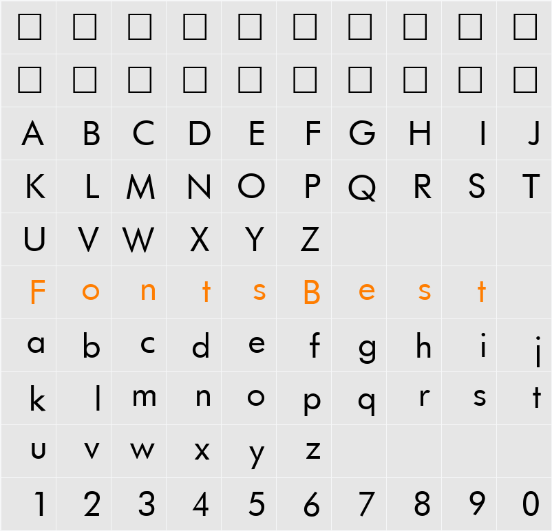 FuturistFixedWidth Character Map