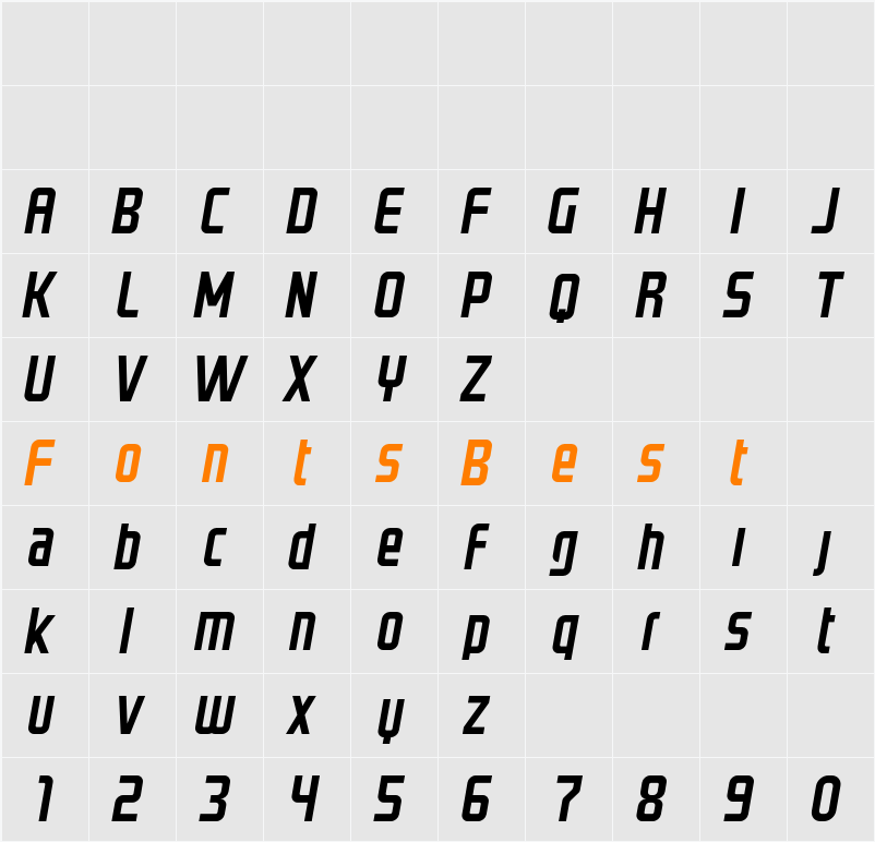 GRAYSTROKE Character Map
