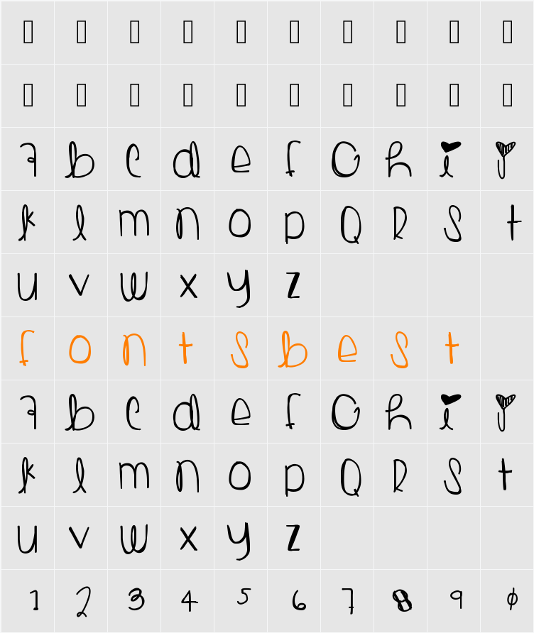 ToastEggs Character Map