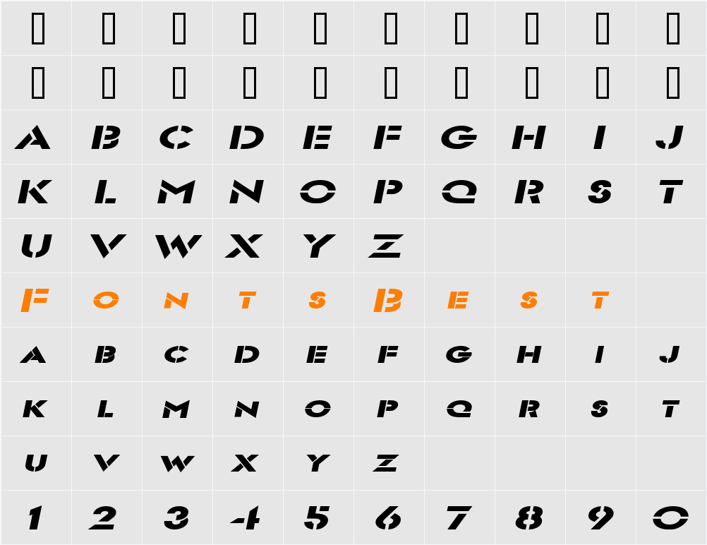 Templett Extended Character Map