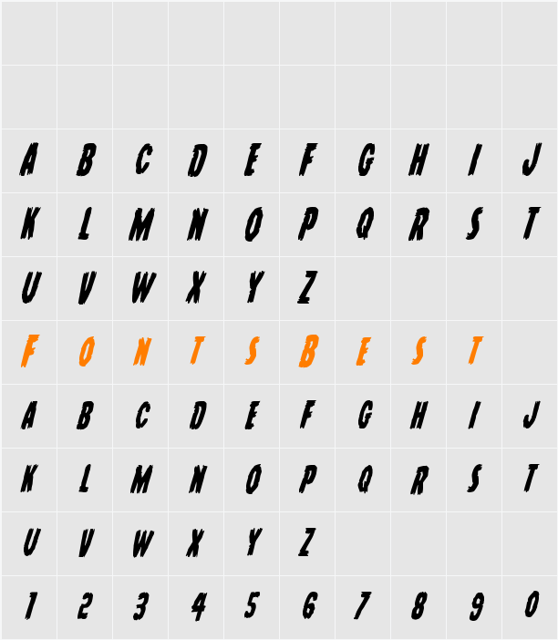 Young Frankenstein Condensed Italic Character Map