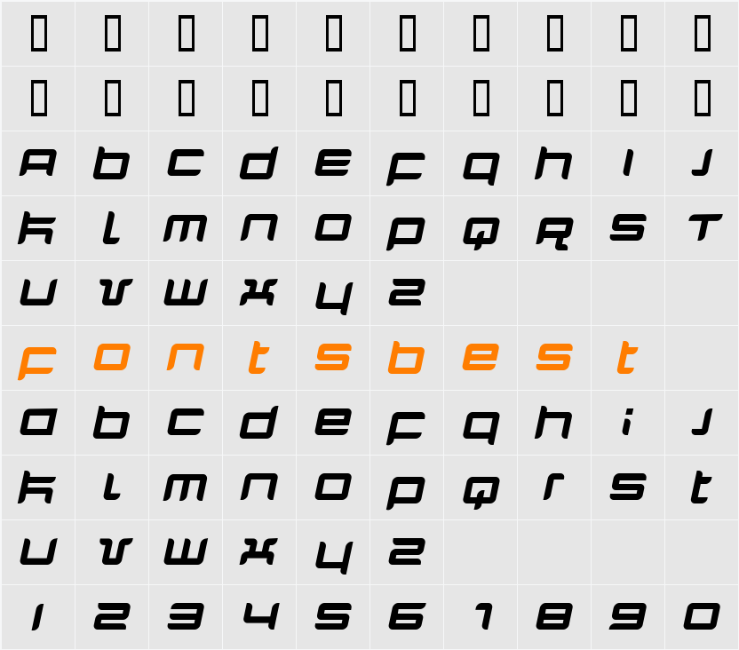 Quarx Character Map